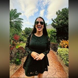 Lela Rose Black Lace Dress